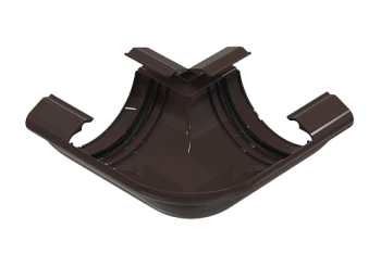 Угол желоба двухплоскостной универсальный коричневый RAL 8019 GLC PVC